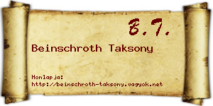 Beinschroth Taksony névjegykártya